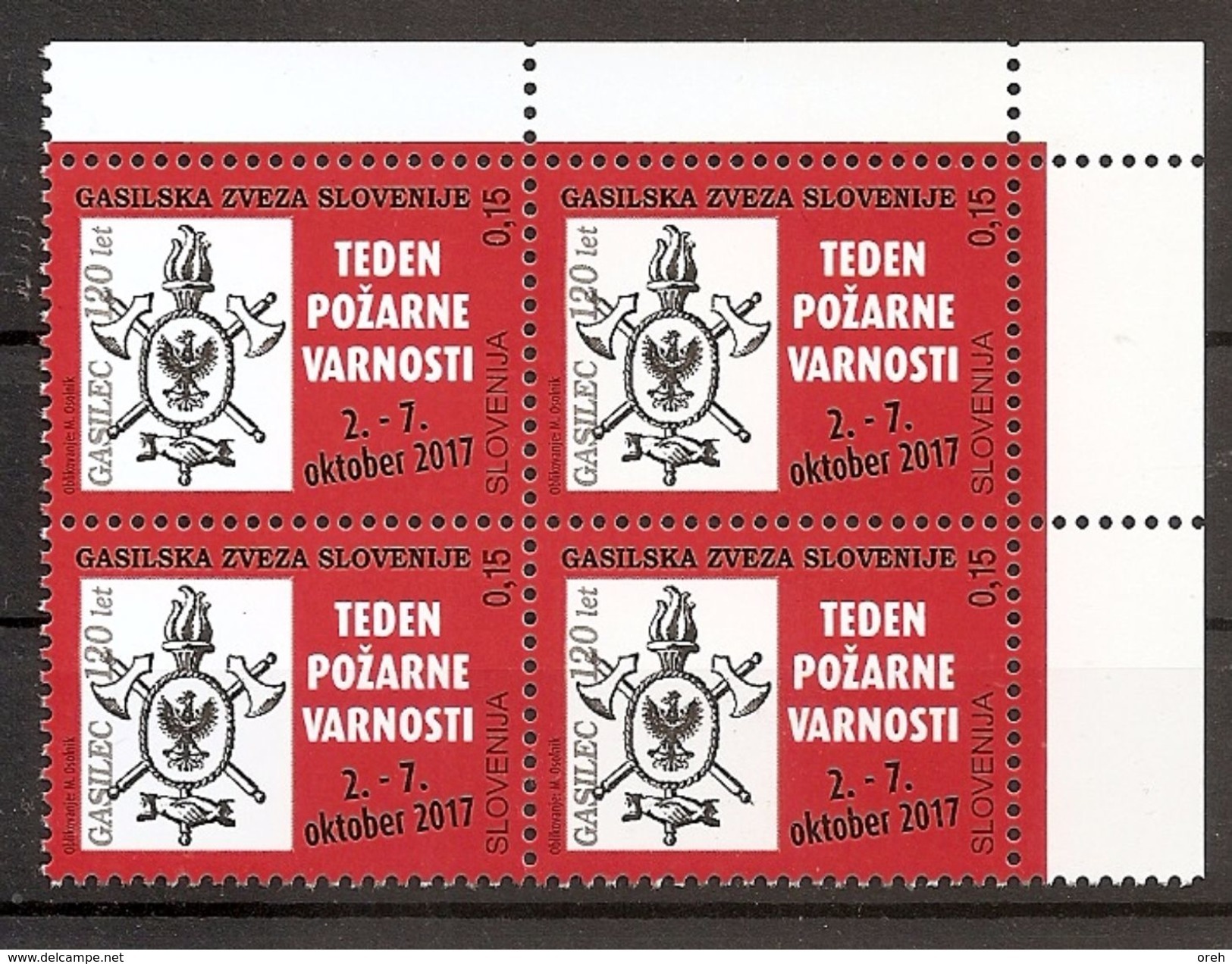 SLOVENIA 2017,RED CROSS,SOLIDARITY,FIRE WEEK,COAT OF ARMS,,,MNH - Eslovenia