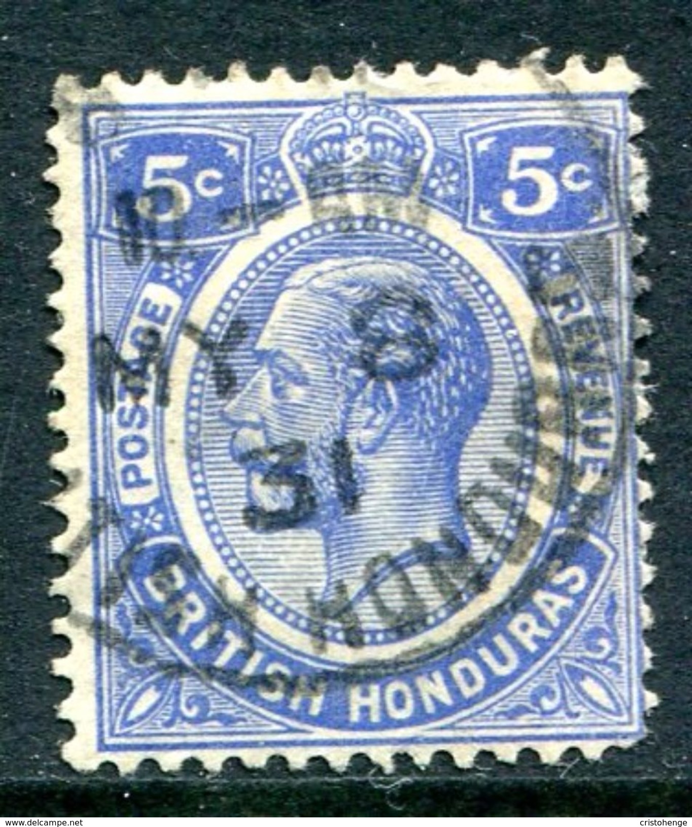 British Honduras 1922-33 KGV (Wmk. Script CA) - 5c Ultramarine Used (SG 131) - British Honduras (...-1970)