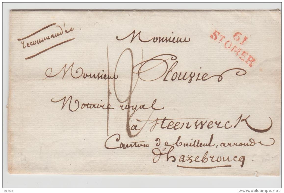 FP196 / FRANKREICH -  St. Omer 1823. Recommandée Mit Sehr Klarem Stempel. - 1801-1848: Précurseurs XIX