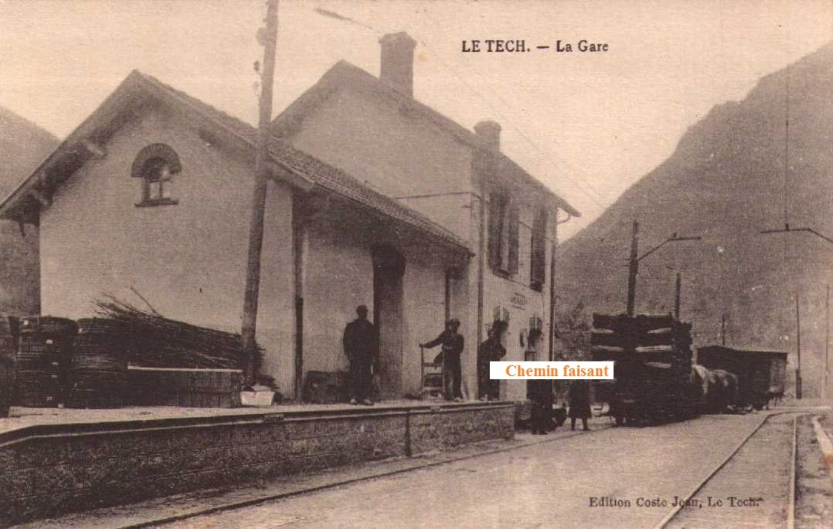 CPA LE TECH La Gare - Carte Animée - Scans Recto-verso - Autres & Non Classés