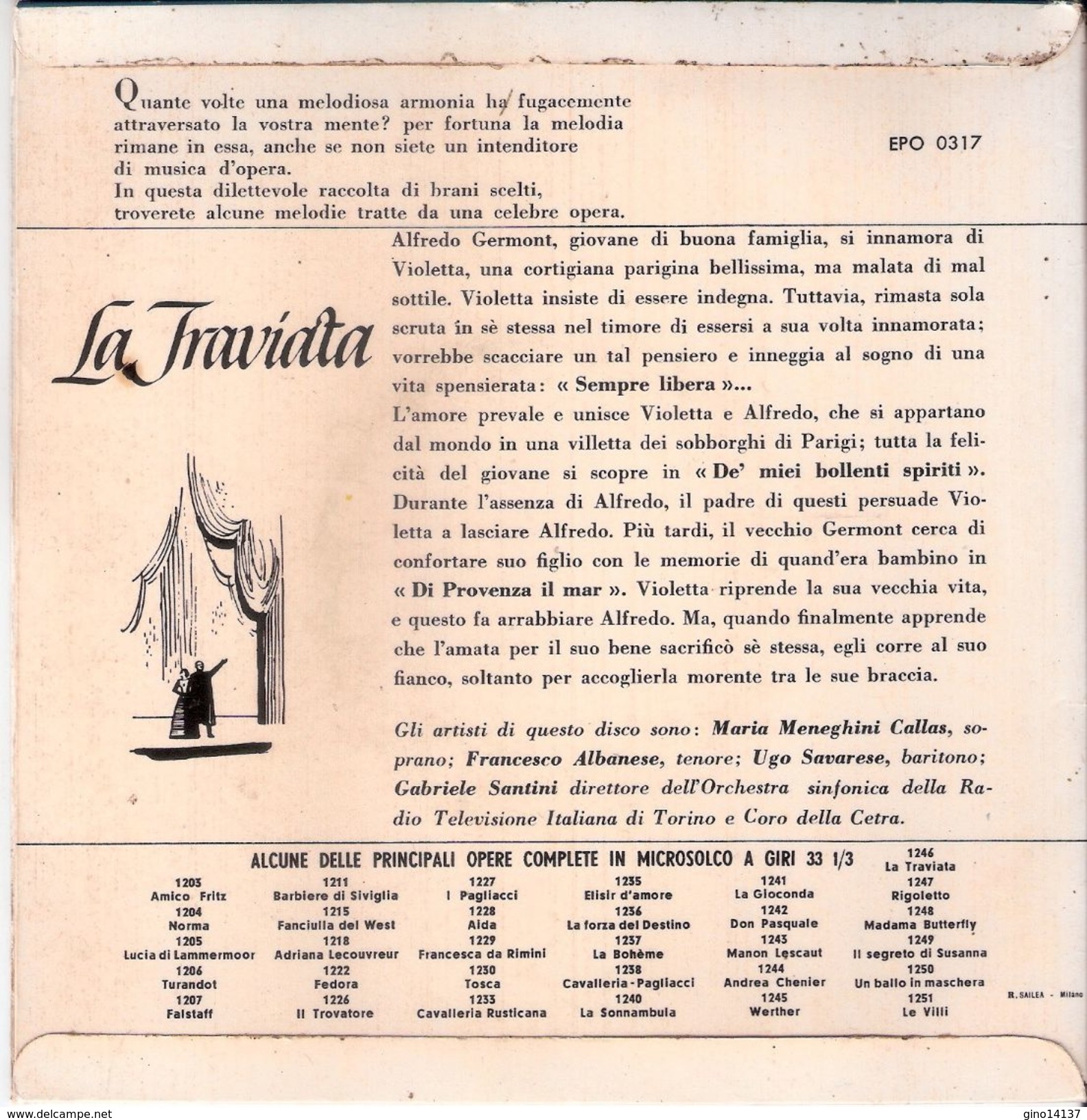 LA TRAVIATA - Brani Scelti Dall'opera Di G. Verdi - Cetra Extended Play 45 - Classica