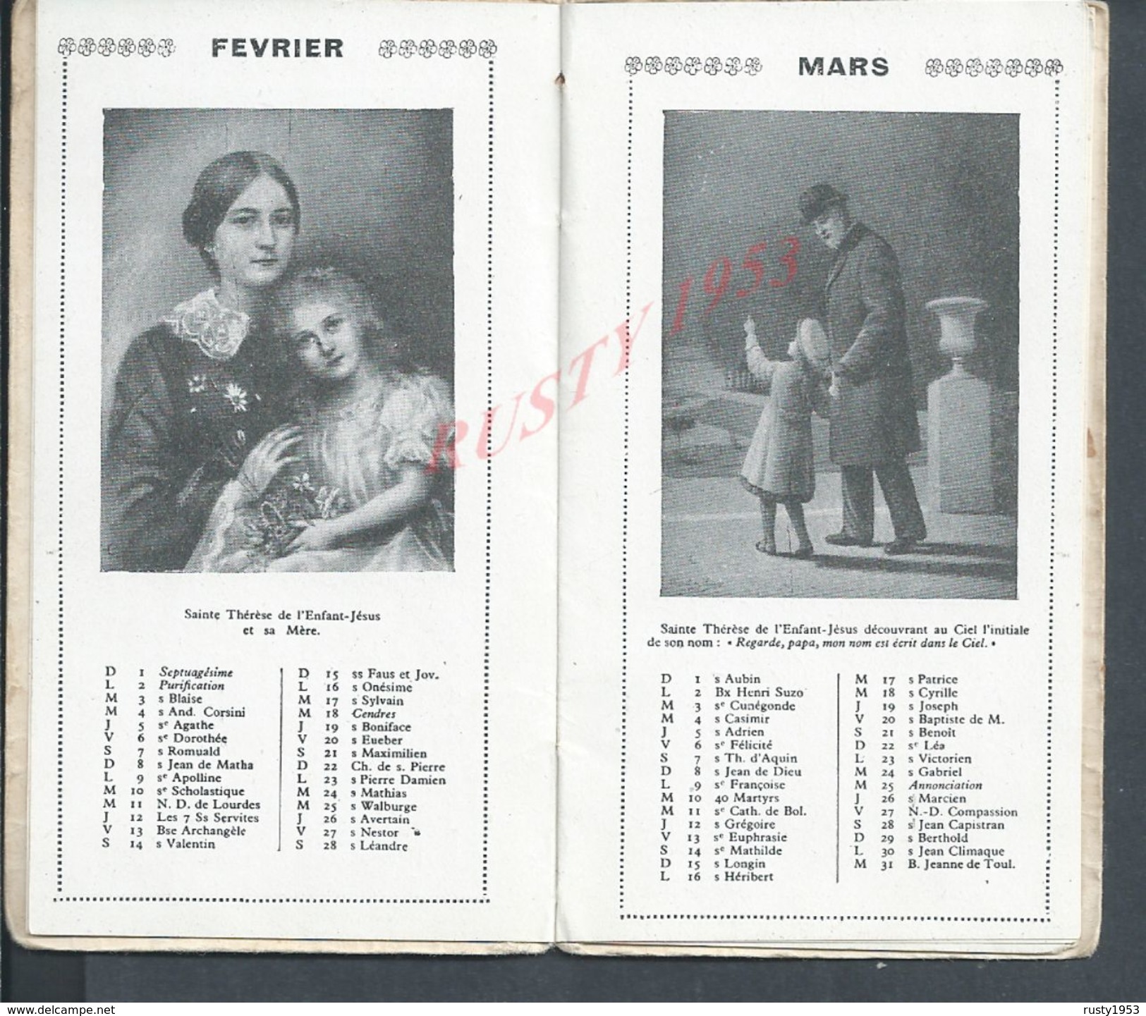 RELIGION PETIT CALENDRIER ILLUSTRÉE SAINTE THERESE DE 1931 CARMEL DE LISIEUX : - Petit Format : 1921-40