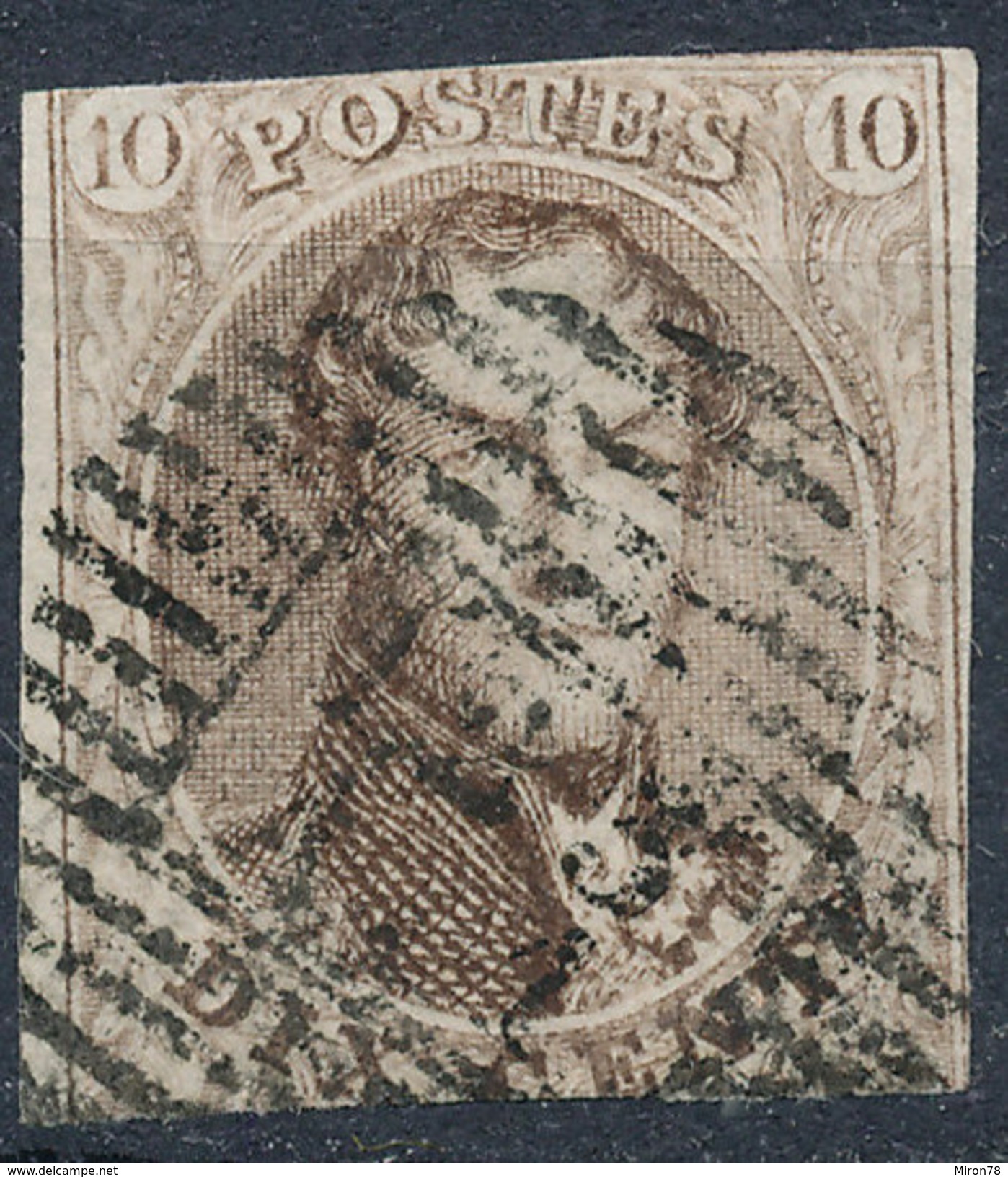 Stamp Belgium 1849-50 King Leopold I 10c Imperf Used Lot 6 - 1849-1850 Médaillons (3/5)