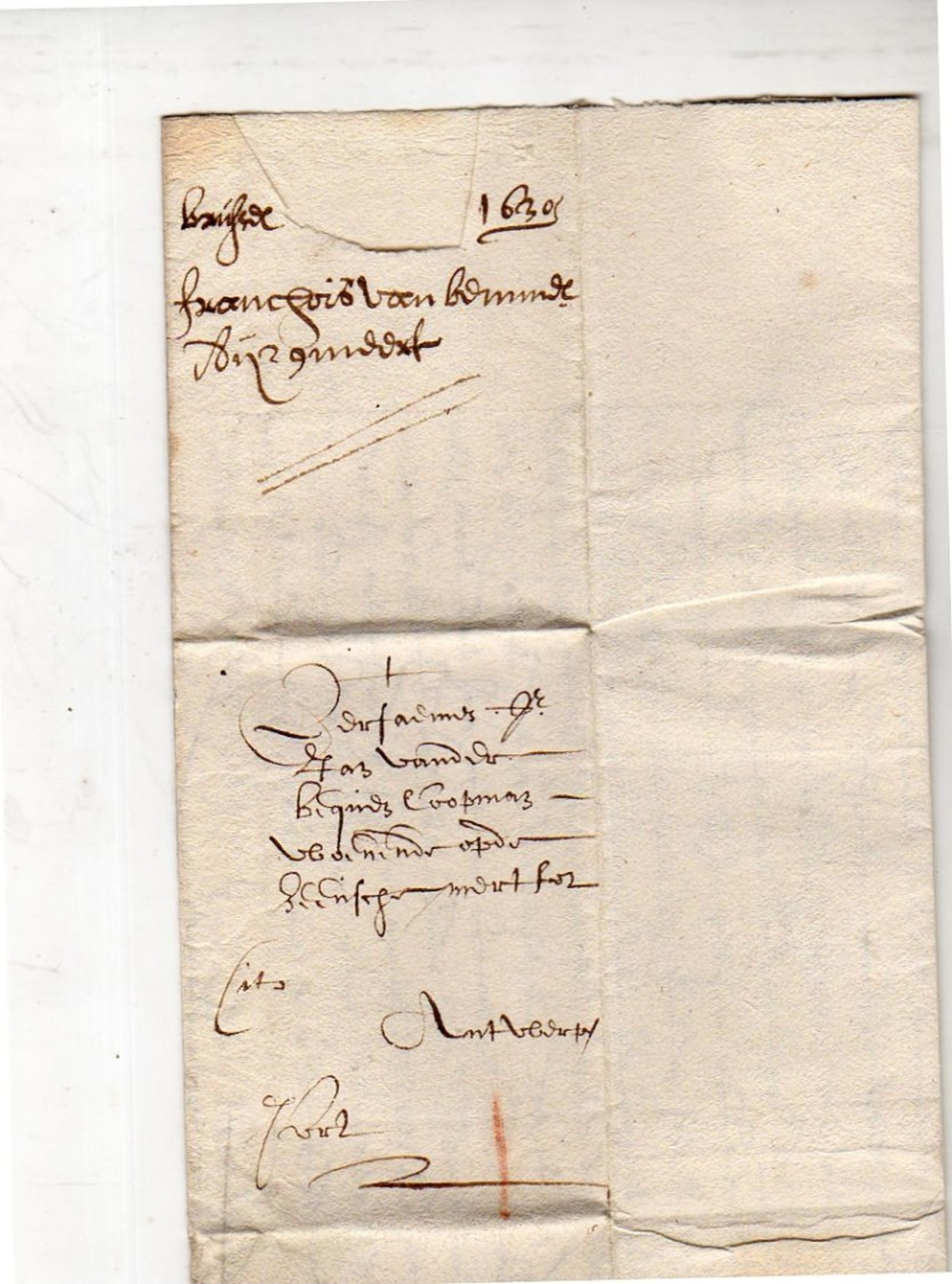1630 CITO Francois Van Bommel (?) Brussel To Antwerp  (EO1-11A) - 1621-1713 (Países Bajos Españoles)