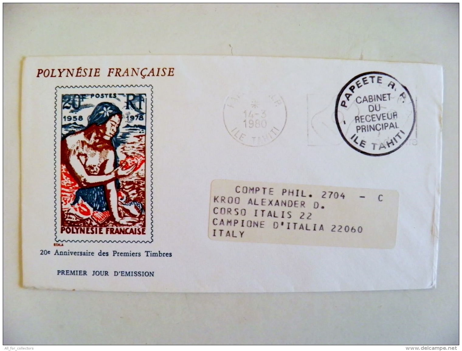 Cover From Ile Tahiti 1980 Papeete Atm Machine Cancel Guitar Musical Instrument Polynesie Francaise - Tahití