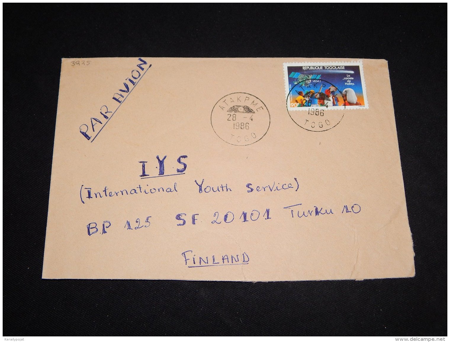 Togo 1986 Halleys Comet Stamp Cover To Finland__(L-3225) - Astrology