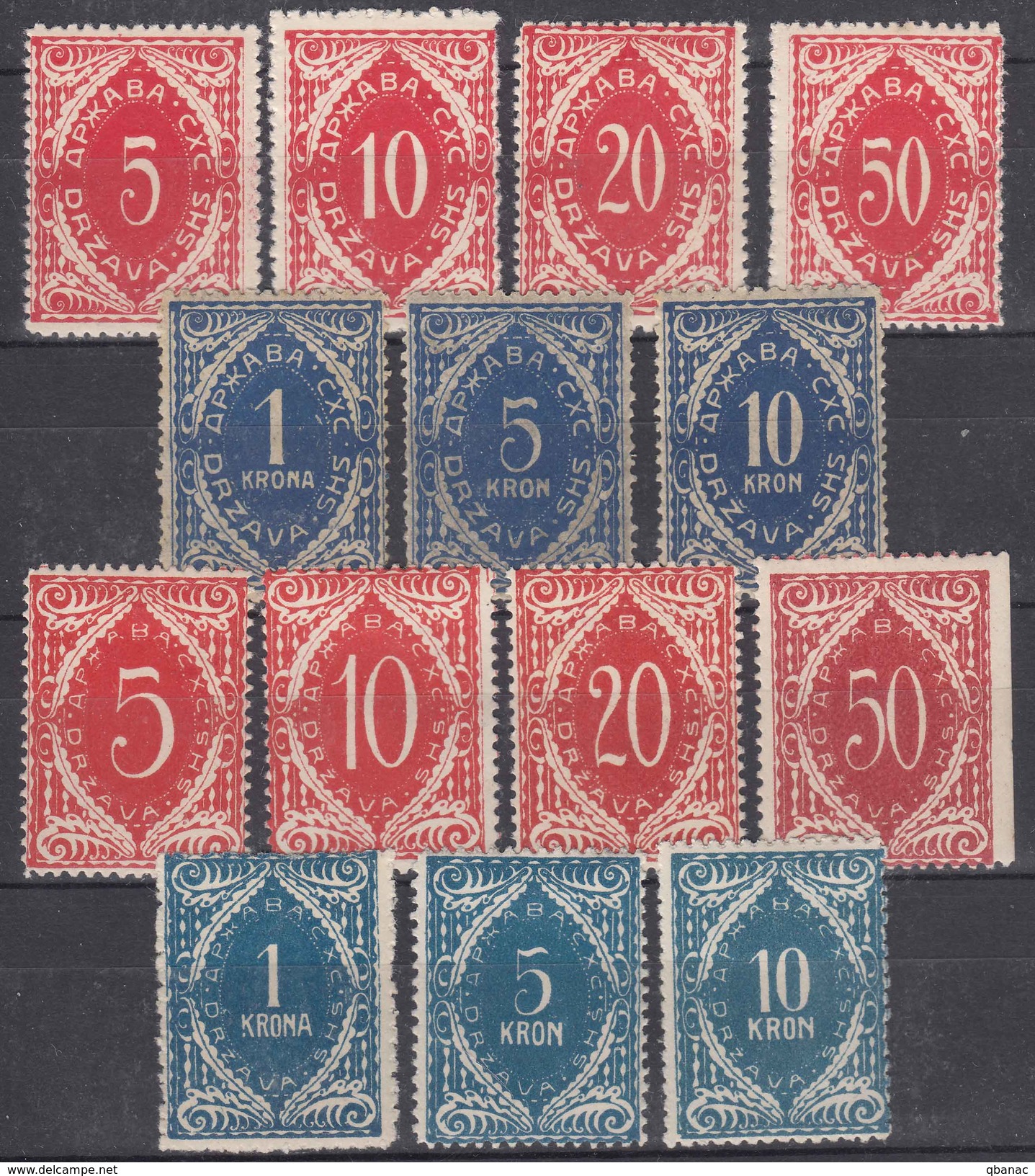 Yugoslavia Kingdom SHS, Issues For Slovenia 1919 Porto Mi#37-43 I And II - Laibacher And Wiener Lithography, Mint Hinged - Nuovi