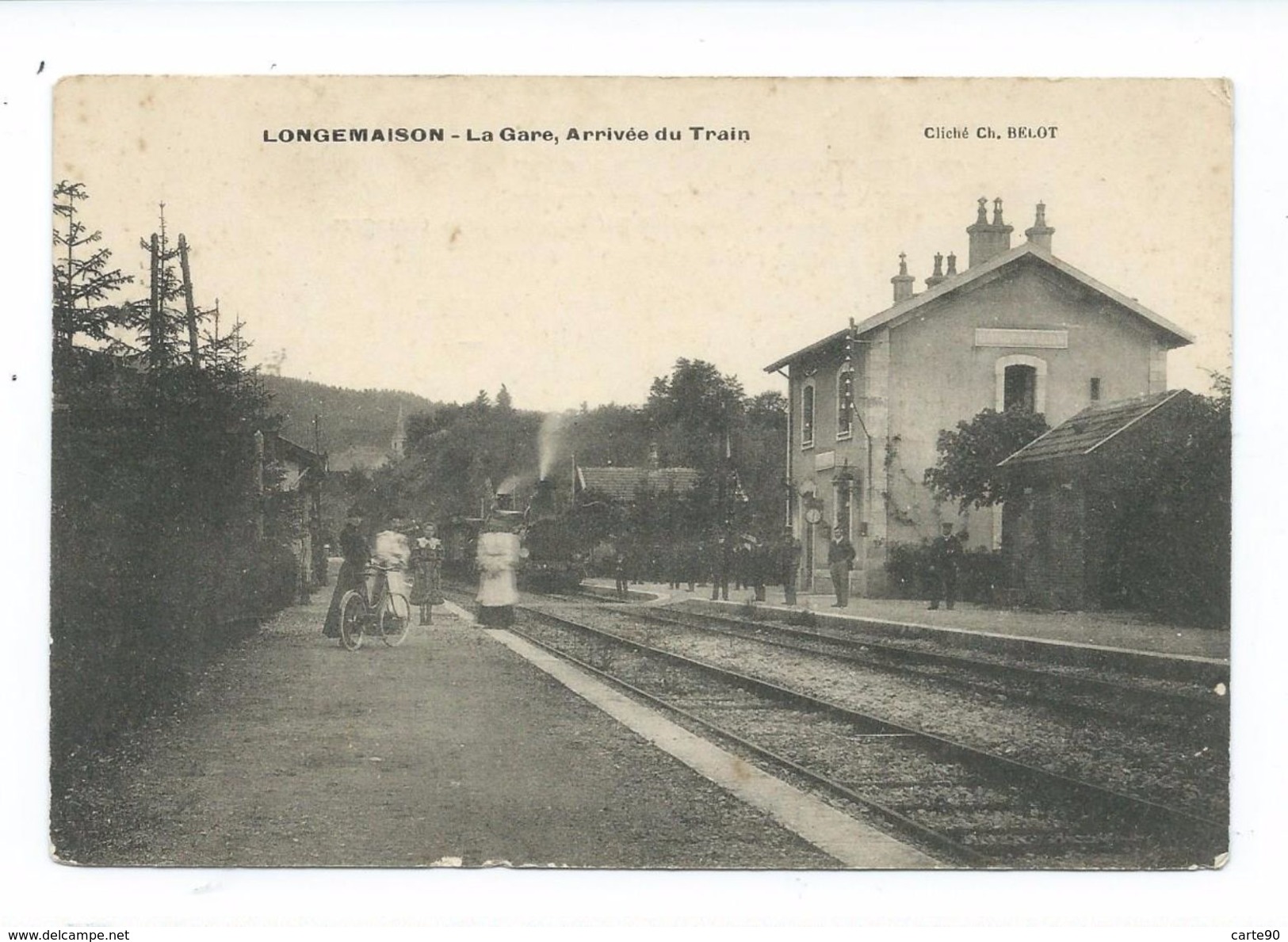 CPA LONGEMAISON - LA GARE - ARRIVEE DU TRAIN - ANIMEE - DEUX SCANS - Autres & Non Classés