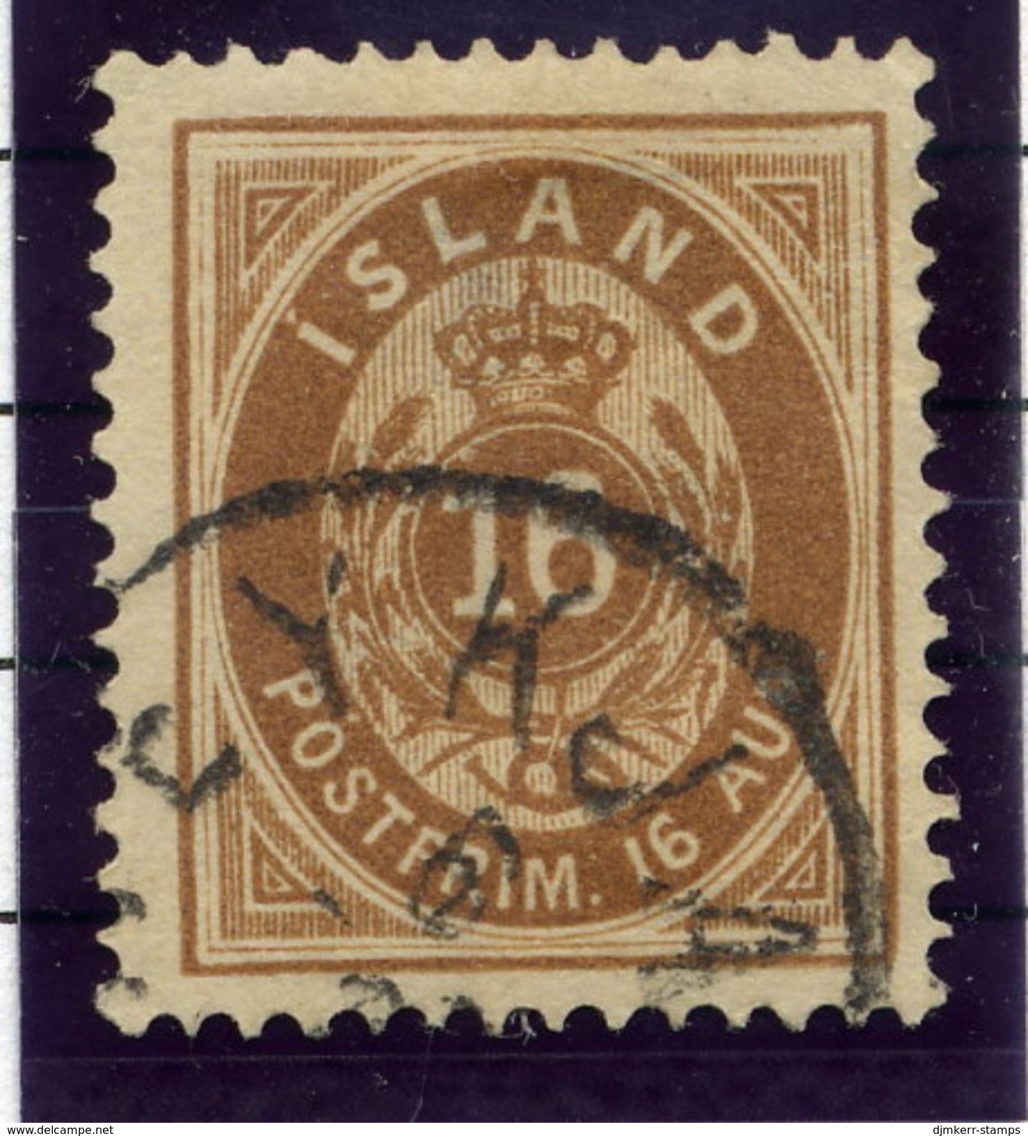 ICELAND 1876 16 Aurar Perforated 14:13½, Used.  Michel 9A - Usati