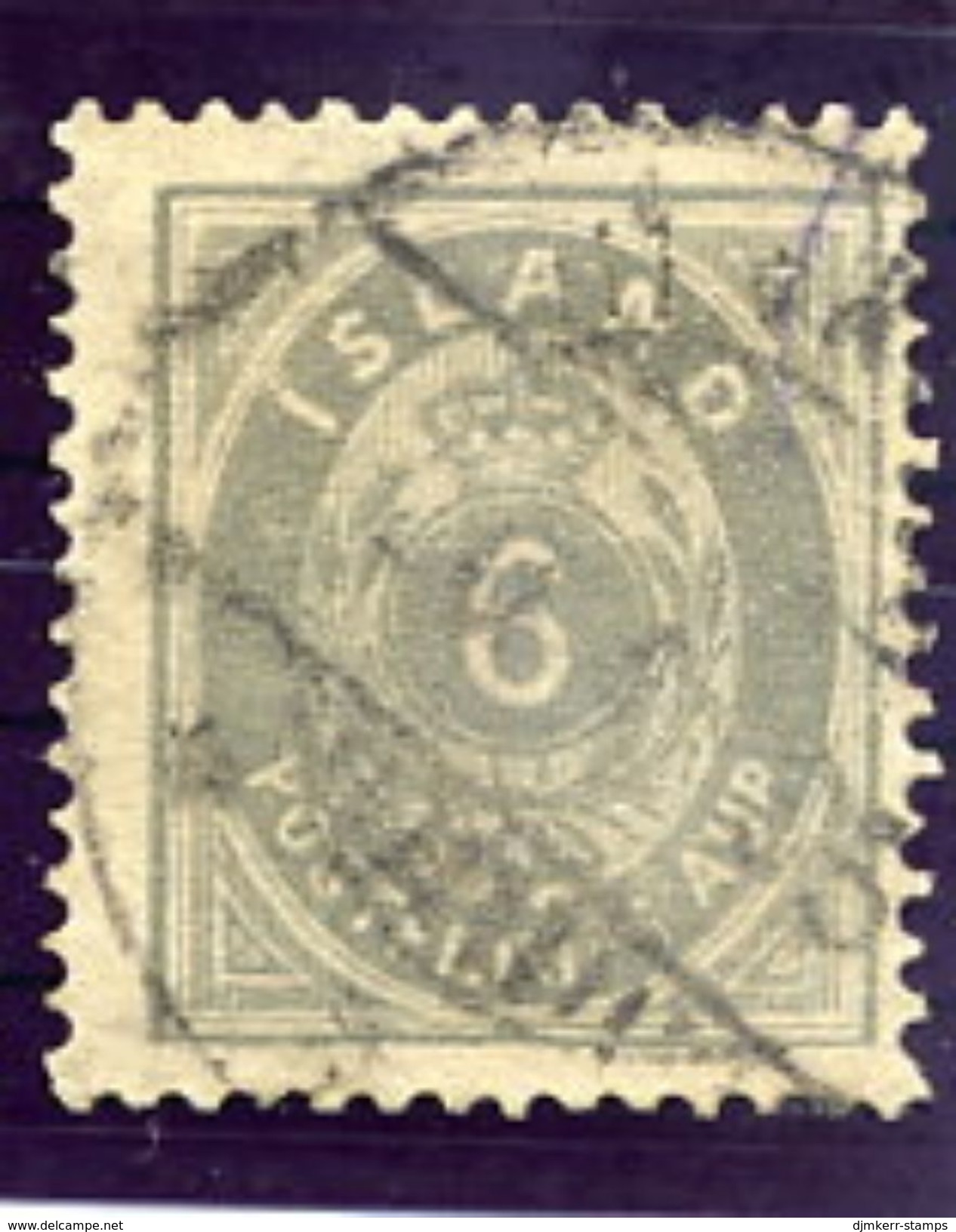 ICELAND 1876 6 Aurar Perforated 14:13½, Used.  Michel 7A - Used Stamps