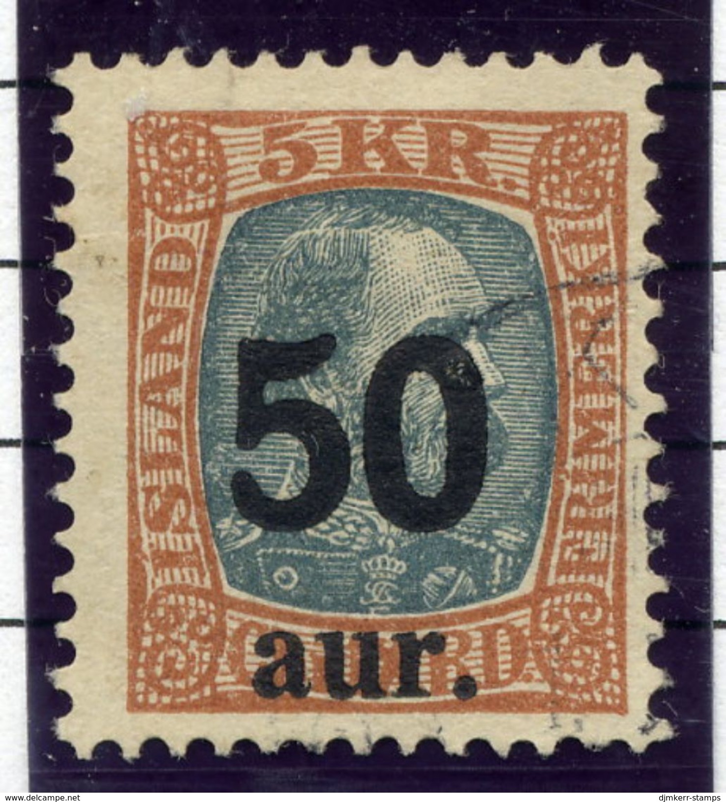 ICELAND 1925 50 Aur. On 5 Kr.surcharge Used.  Michel 113 - Oblitérés