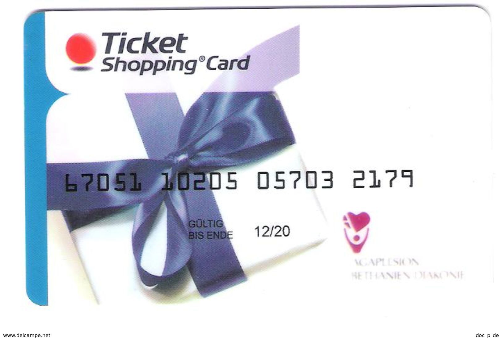 Germany - Ticket Shopping Card - Gift Card - Geschenkkarte - Zudruck Agaplesion Bethanien Diakonie - Gift Cards