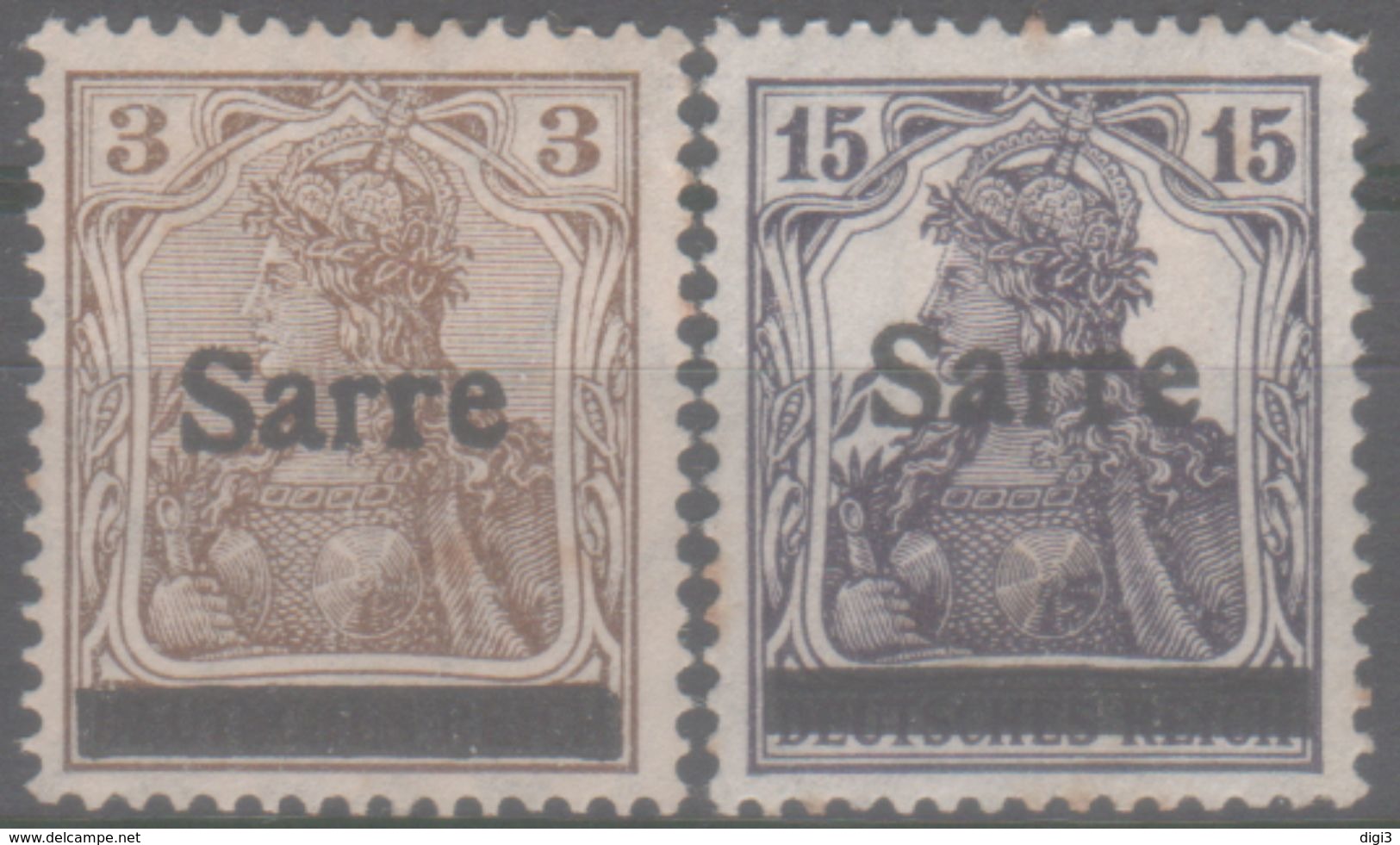 Saarland, 1920, Saargebiet – Abstimmungsgebiet, Germania, Aufdruck Sarre, 3, 15 Pf., Ungebraucht MH - Nuevos