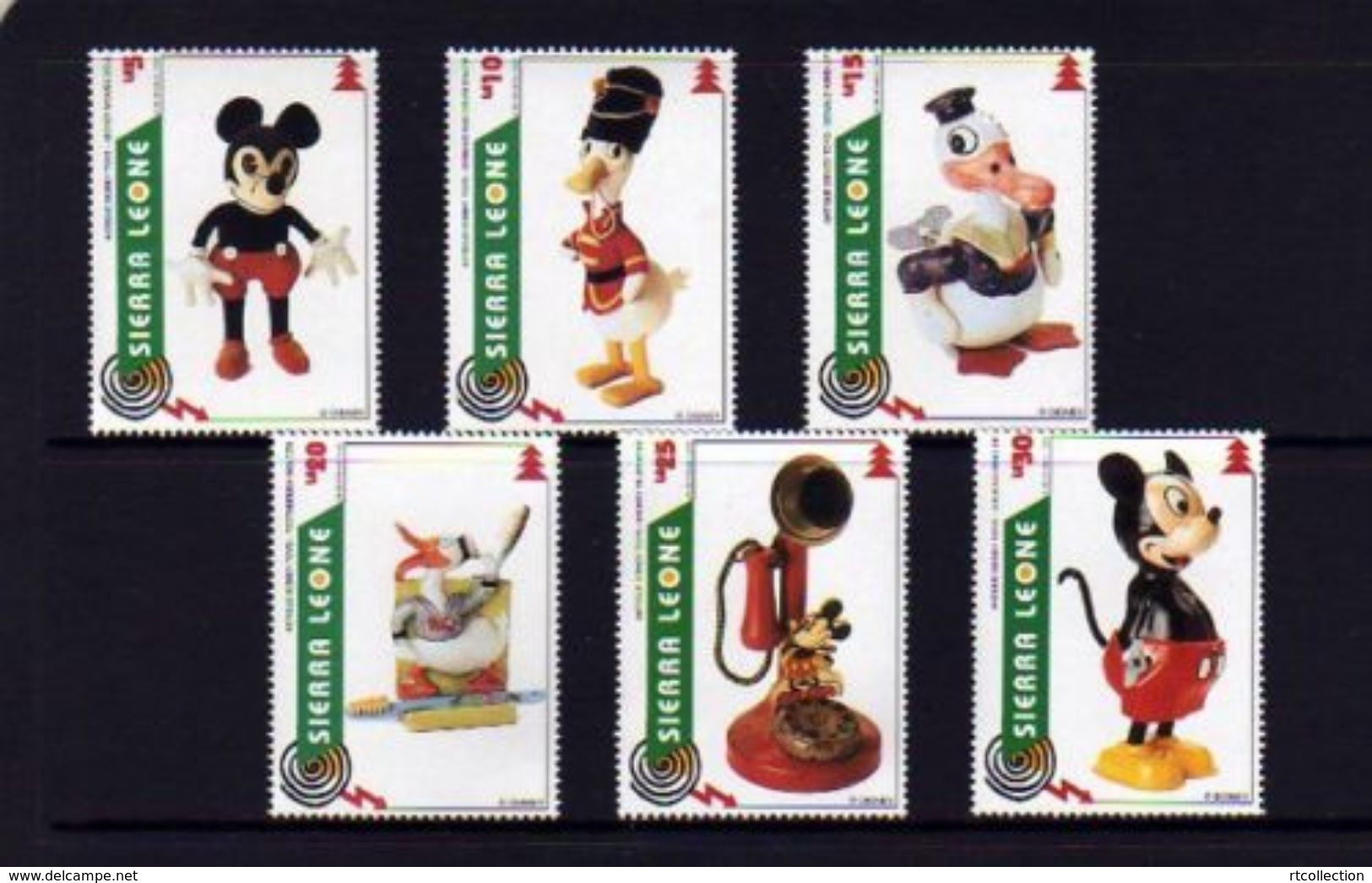 Sierra Leone 1995 Christmas Antique Disney Toys Mickey Donald Cartoon Art Animation Stamps (26) MNH Scott 1833-1838 - Dolls