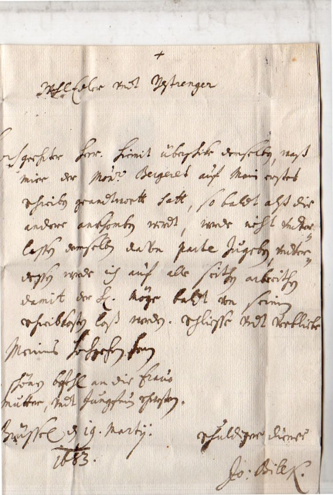 1683 RECU DE PAR NAME From Bruxelles Ship Letter To Anvers Alexandre Forchond (EO1-26) - 1621-1713 (Países Bajos Españoles)