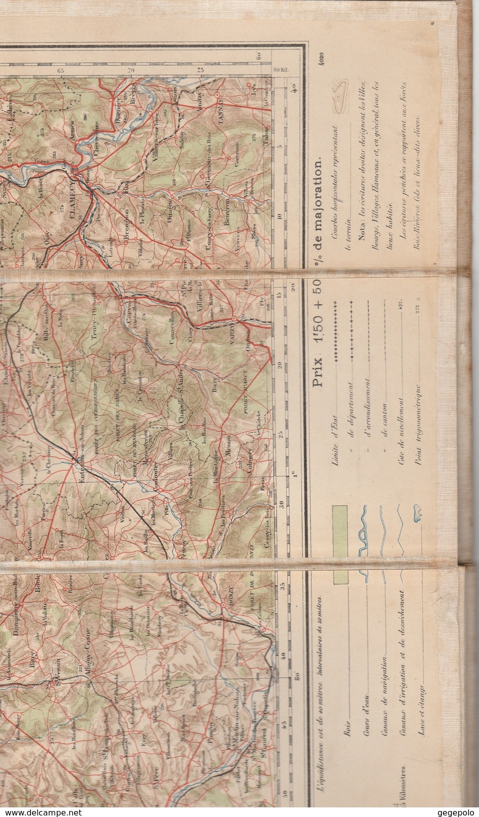 ORLEANS Et Sa Partie à Droite (  Jusqu'à Montargis , Auxerre Et La Chapelle D'Angillon - 72,5 Cm  X 51,5 Cm )  1/200,000 - Geographical Maps