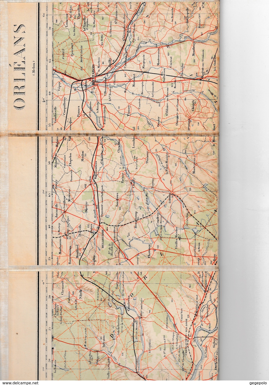 ORLEANS Et Sa Partie à Droite (  Jusqu'à Montargis , Auxerre Et La Chapelle D'Angillon - 72,5 Cm  X 51,5 Cm )  1/200,000 - Mapas Geográficas