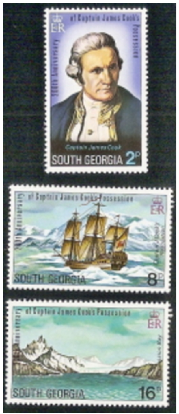 South Georgia,  Scott 2017 # 41-43,  Issued 1975,  Set Of 3,  MNH,  Cat $ 9.50,  Ships - South Georgia