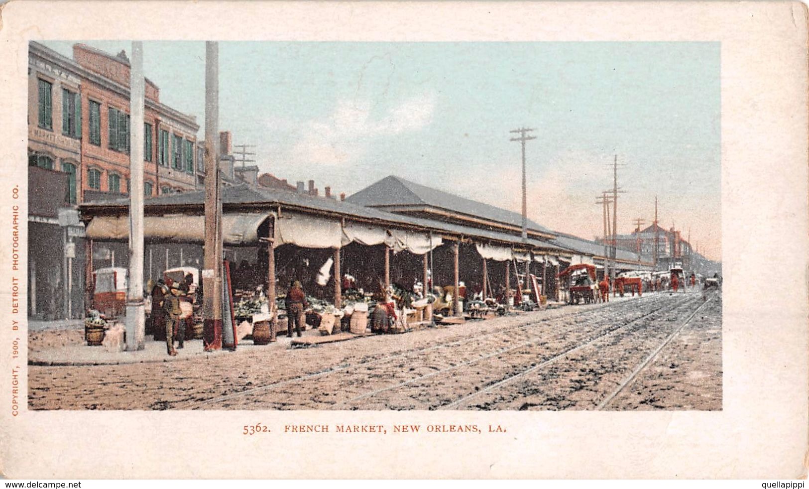 06649 "5362 FRENCH MARKET - NEW ORLEANS"  ANIMATA, MERCATO, CARRI, CAVALLI. CART NON SPED 1900 - New Orleans