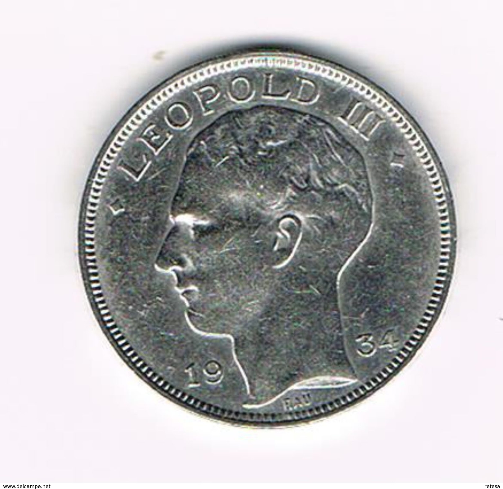 )  LEOPOLD III  20 FRANK   1934 B FR/VL  POSITIE B - 20 Francs