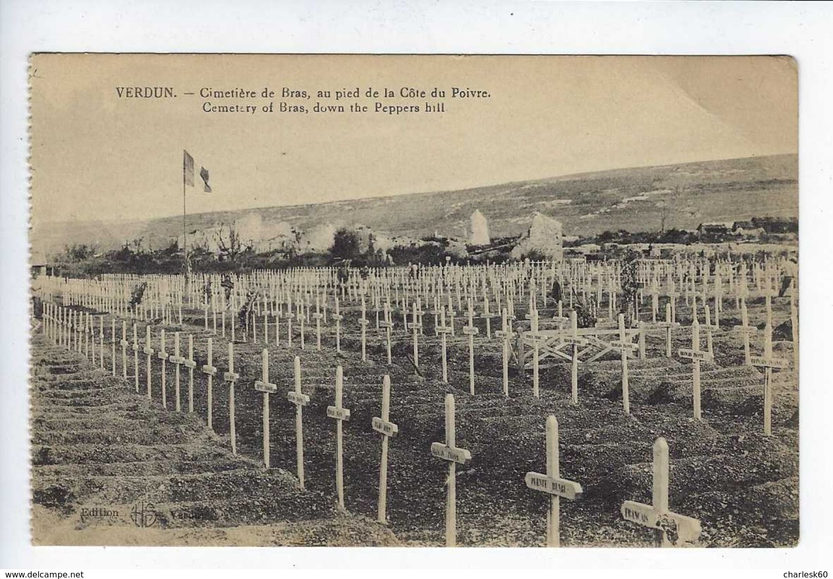 CPA Guerre 1914 1918 Cimetière De Bras Au Pied De La Côte Du Poivre - Guerra 1914-18