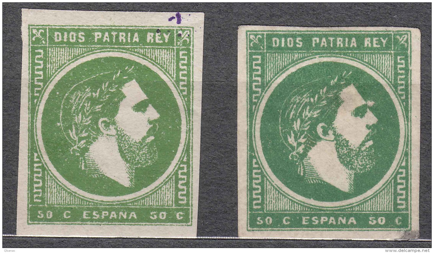 Spain Carlist 1873 Mi#3 Two Examples, MNG - Carlists