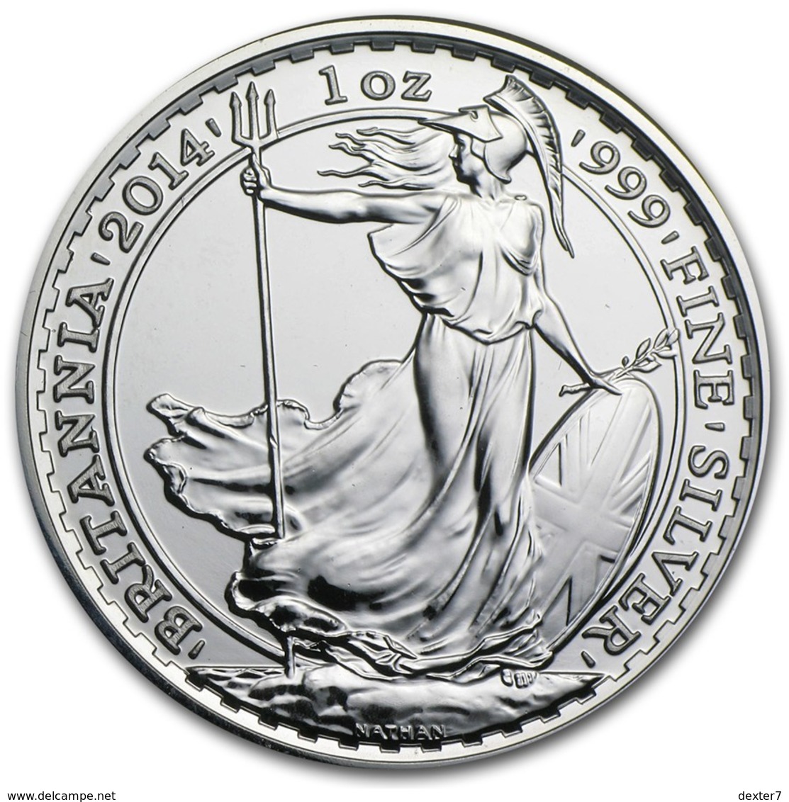 United Kingdom, Britannia 1 Oz 2014 Silver 999 Pure - 1 Oncia Argento Puro Bullion UK England - 2 Pounds