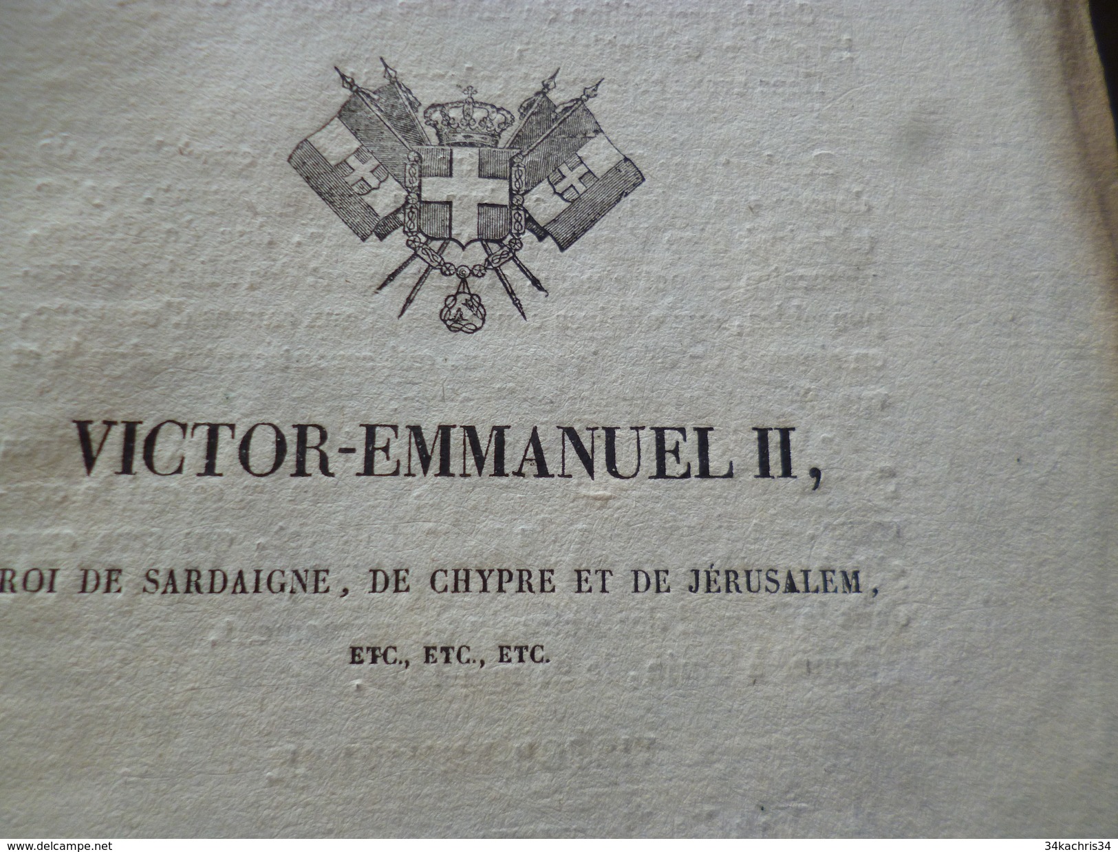 Savoie Haute Savoie Victore Emmanuel II Roi Sardaigne, Chypre, Jérusalem...maladie Du Roi Pourvoir 21/05/1849 - Gesetze & Erlasse