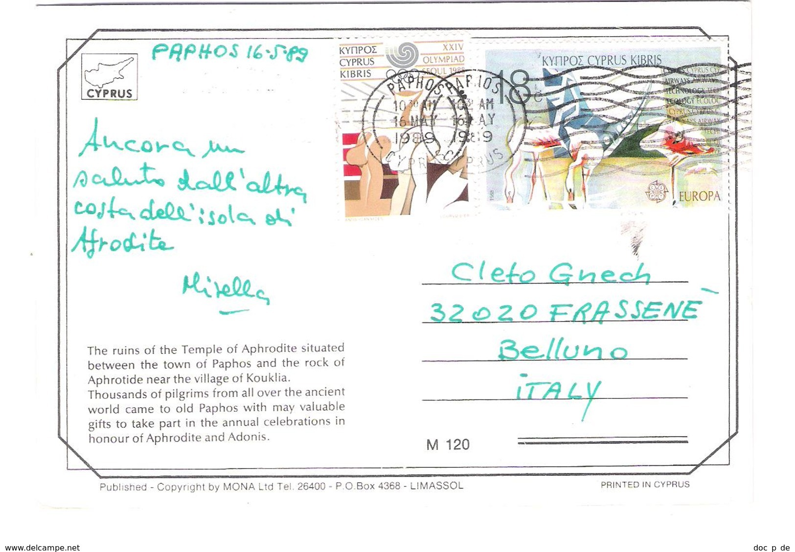 Zypern - Cyprus - Paphos - Temple - Nice EUROPA CEPT Stamps - Zypern