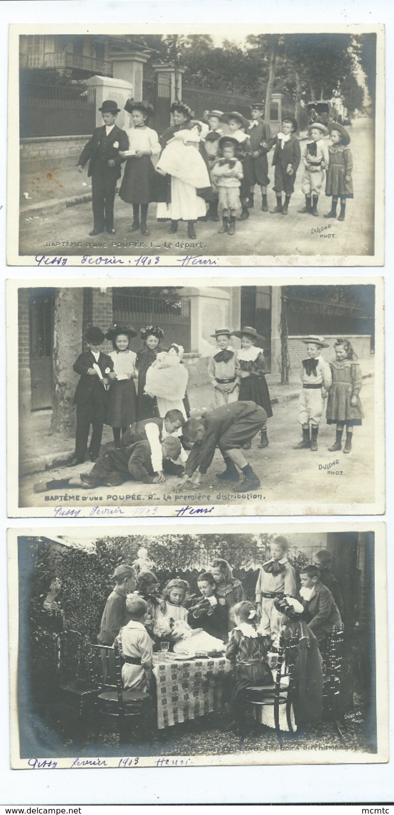 6 CPA - Baptême D'une Poupée (Dulong Phot ) - écrit Au Crayon Pissy Février 1903 - Henri - Spielzeug & Spiele