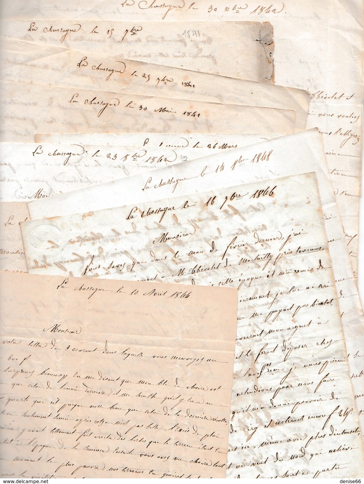 1841/1848 - LA CHASSAGNE (71) INTÉRESSANTE CORRESPONDANCE Entre Un MÉTAYER Et Son Employeur - - Documenti Storici