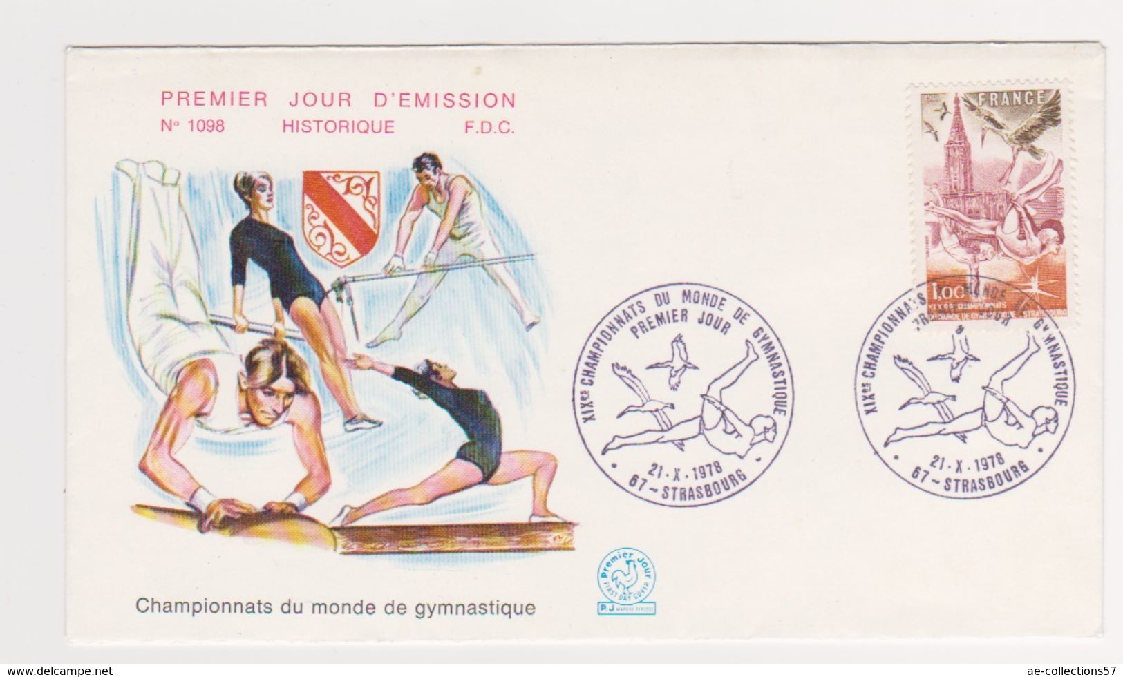 Enveloppe 1 Er Jour  / N 1098 / Championnats Du Monde De Gymnastique / Strasbourg / 21-10-1978 - 1970-1979