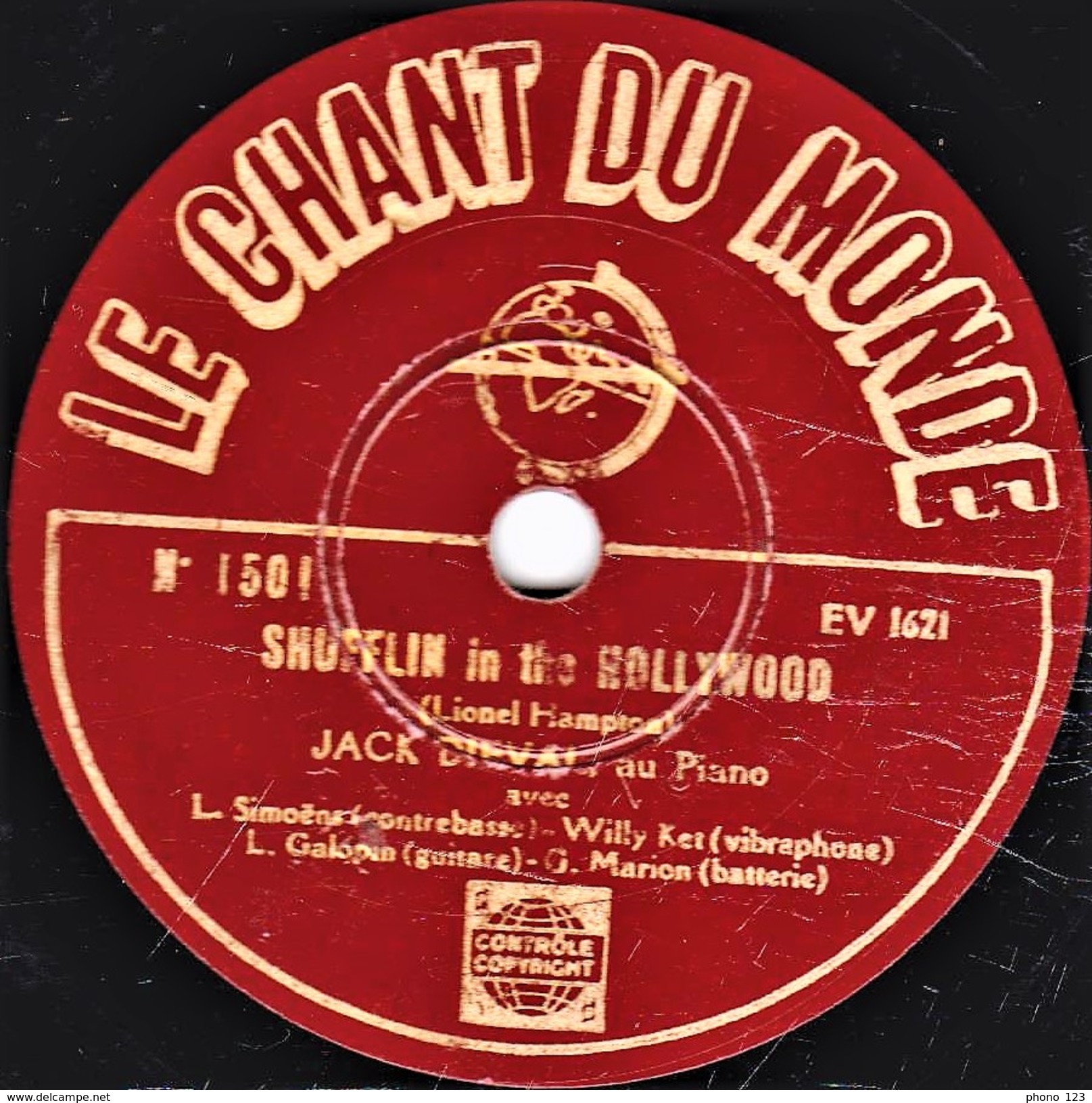 78 T - 25 Cm.  état B - JACK DIEVAL Piano - SHULLLIN In The HOLLYWOOD - SWEET LORRAINE - 78 T - Disques Pour Gramophone