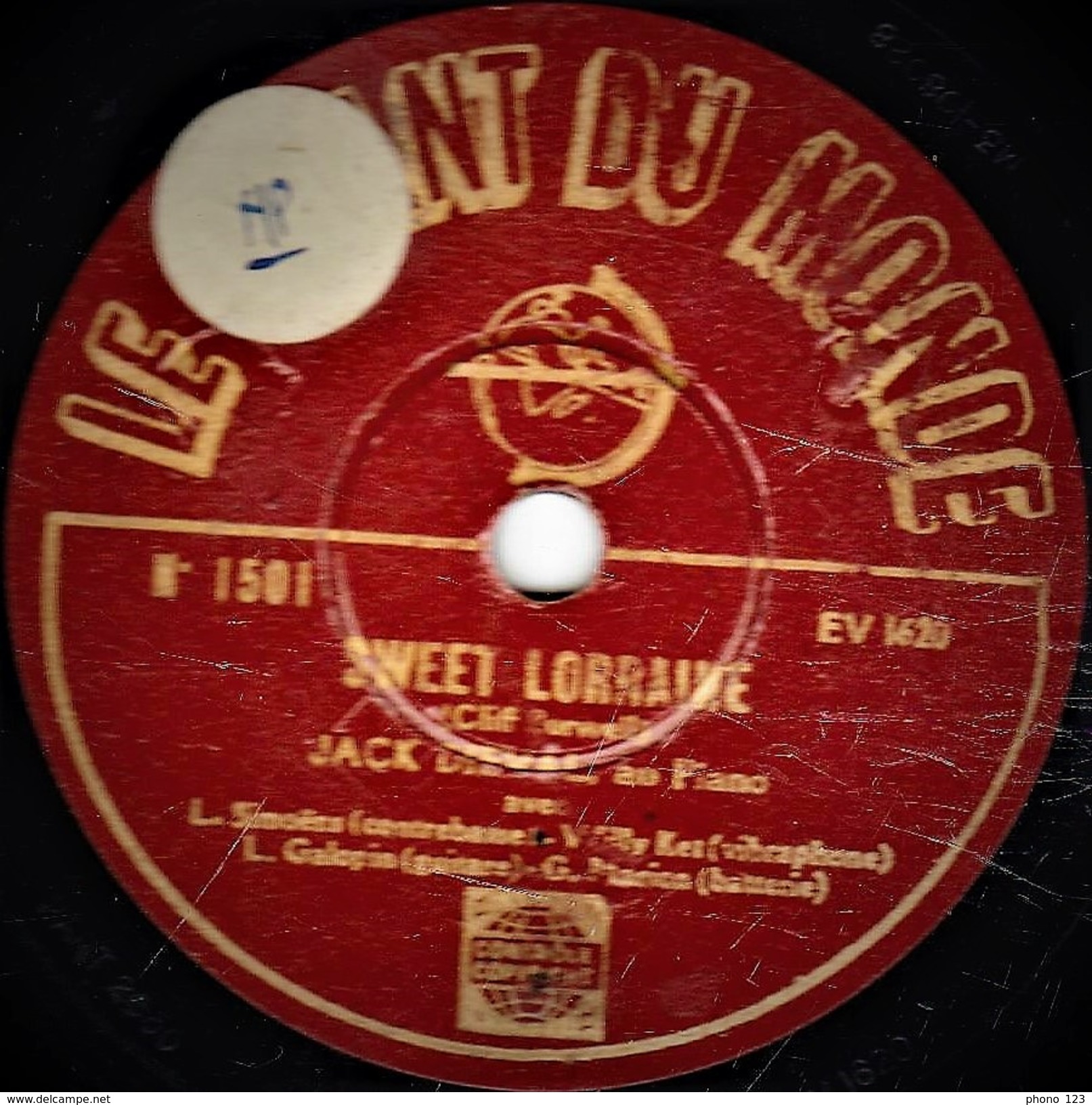 78 T - 25 Cm.  état B - JACK DIEVAL Piano - SHULLLIN In The HOLLYWOOD - SWEET LORRAINE - 78 T - Disques Pour Gramophone