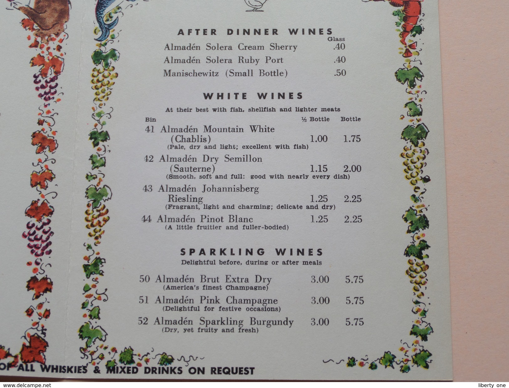 Hotel CAPISTRANO Restaurant San Juan Capistrano CALIFORNIA Highway 101 Phone 207 : Anno 19?? ( Details Zie Foto ) ! - Menus