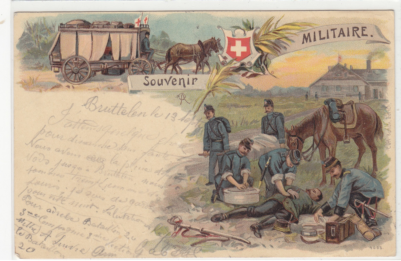 Militär-Gruss - Samariter-Rotes Kreuz - Litho - 1901     (P-87-10206) - Souvenir De...