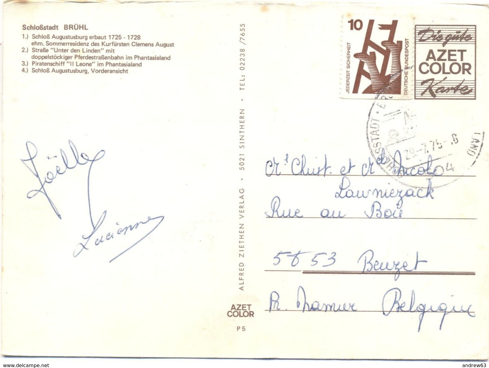 GERMANIA - GERMANY - Deutschland - ALLEMAGNE - 1975 - 10 + Missed Stamp - Schloßstadt Brühl - Phantasialand - Multivues - Bruehl