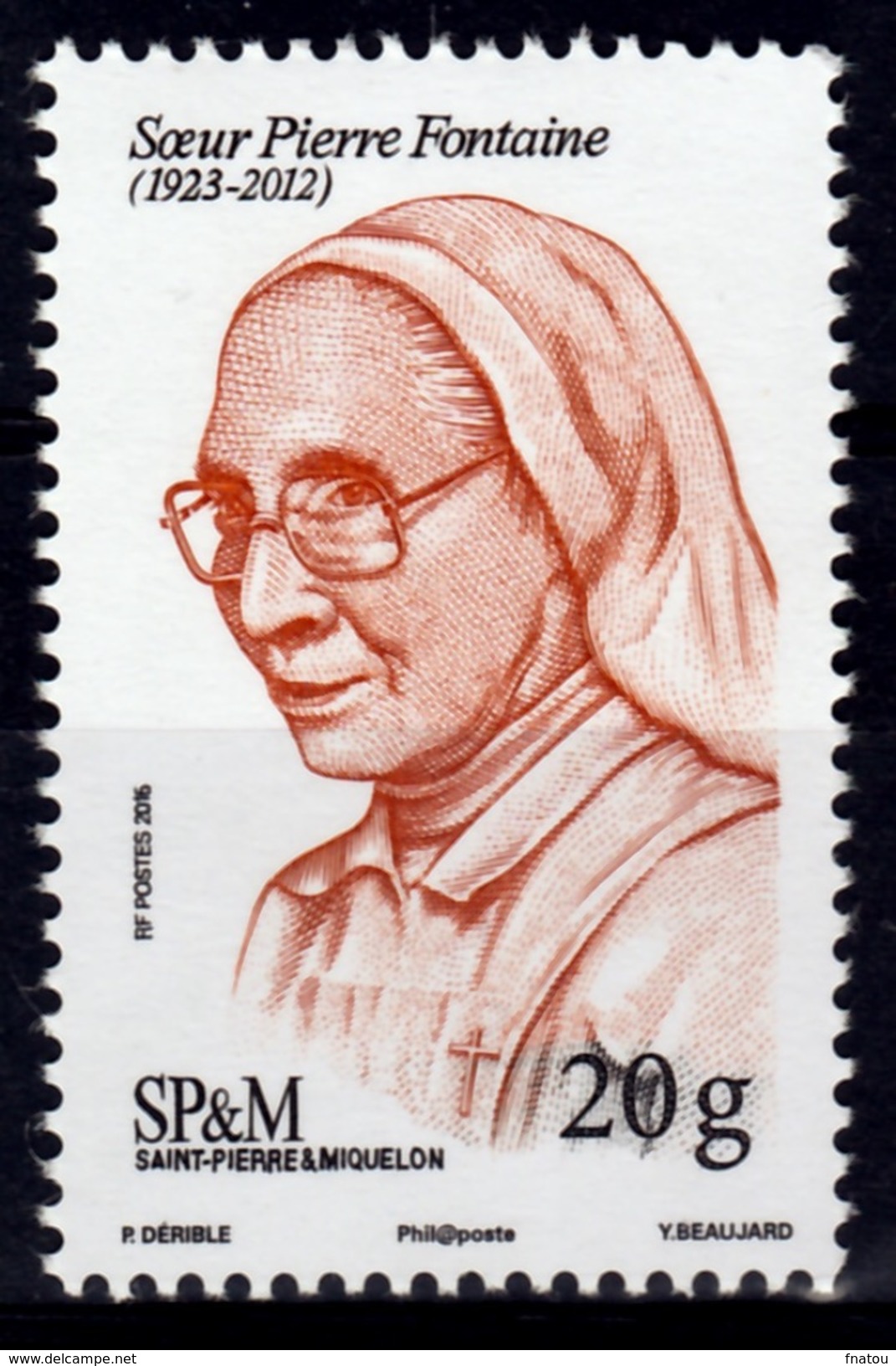 Saint Pierre And Miquelon, Sœur Pierre Fontaine, Nun, 2016, MNH VF - Nuovi