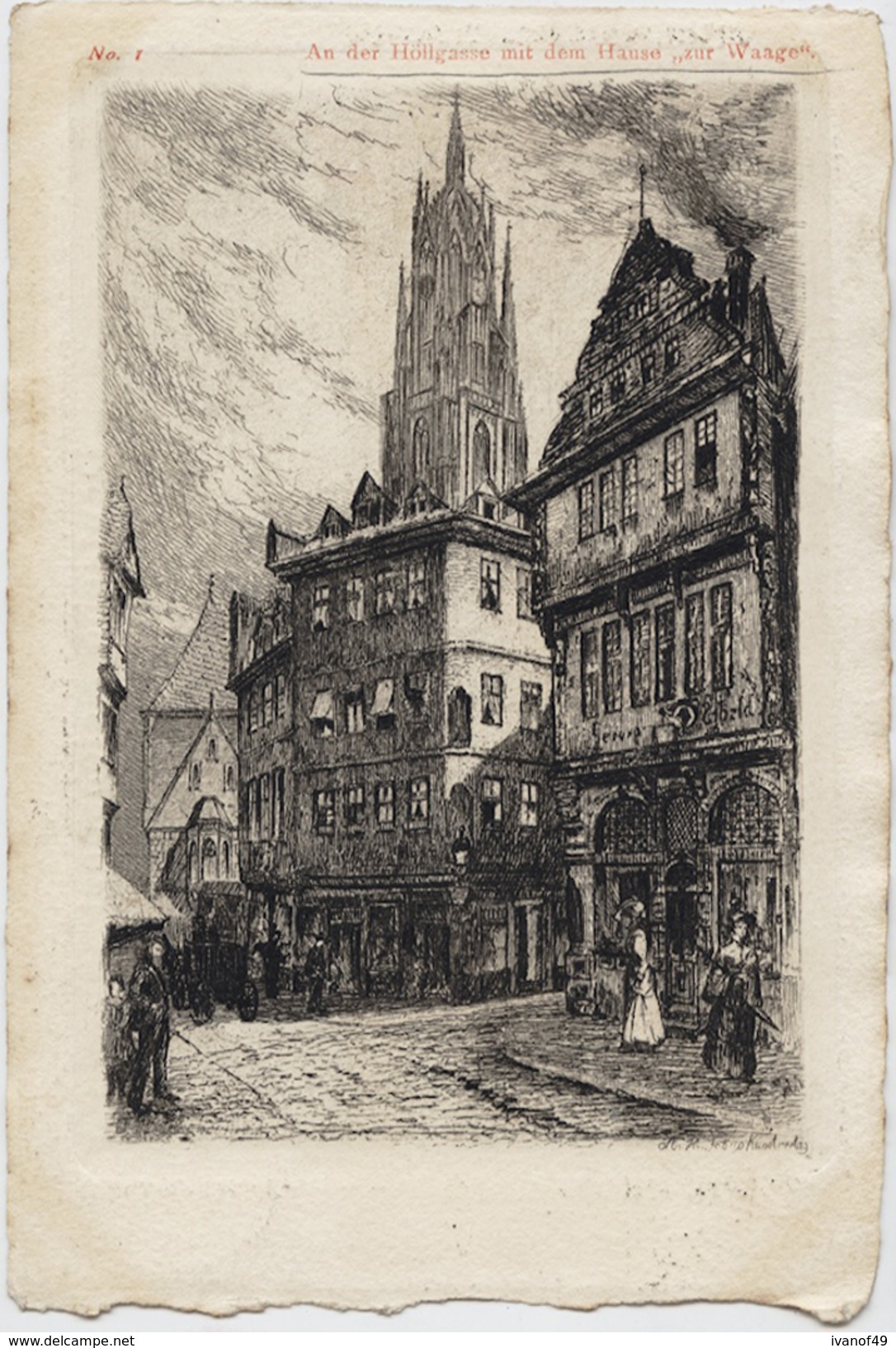 An Der Höllgasse Mit Dem Hanse, Zur Waage " - Kunstverlag A.H.John - Litho - Circulé 1900 - Da Identificare