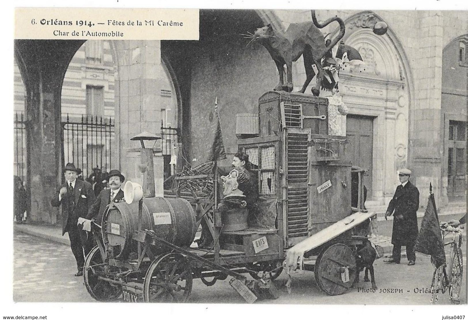 ORLEANS (45) Fetes De La Mi Carème 1914 Char De L'automobile Gros Plan - Orleans