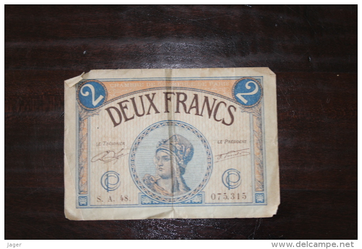 Billet Ancien Deux Francs   1919    Lot  26 - Bonds & Basic Needs