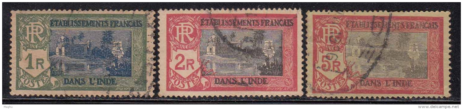 French India Used 1929, New Values Series, 3 Stamps, (Catalog App., 12.00 Pounds) - Used Stamps