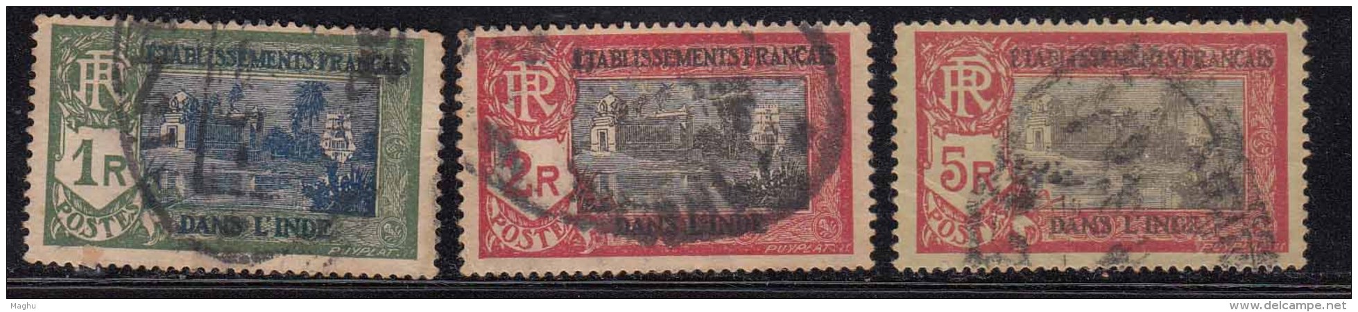 French India Used 1929, New Values Series, 3 Stamps, (Catalog App., 12.00 Pounds) - Used Stamps