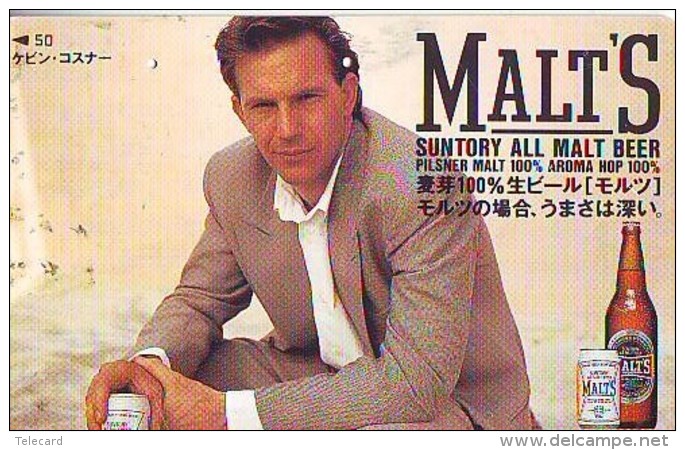 Télécarte JAPON * BIERE *  (1066) BEER * KEVIN COSTNER * TELEFONKARTE * JAPAN PHONECARD * BIERE * CERVEZA * - Reclame