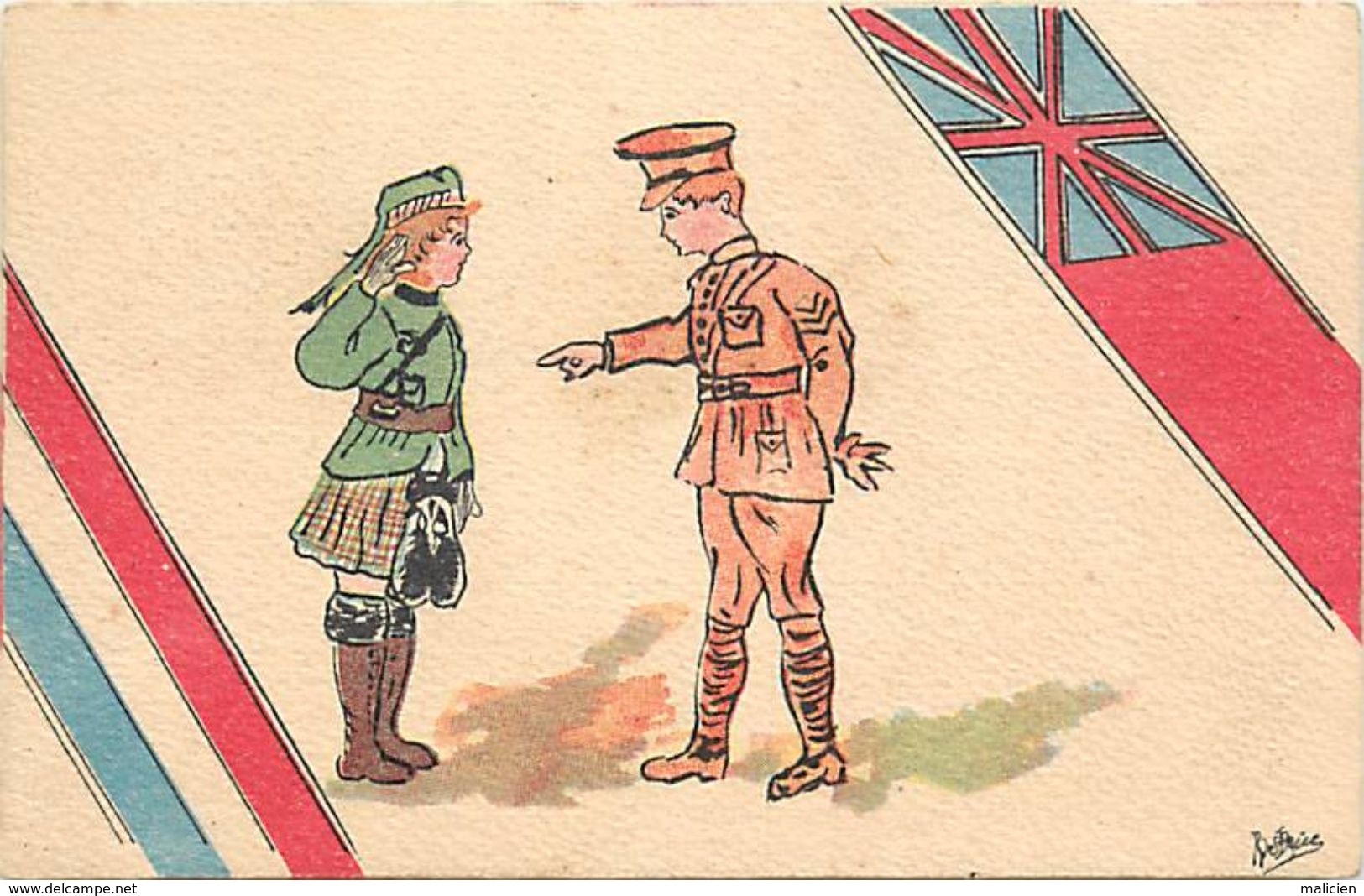 - Ref-632- Guerre 1914-18 - Illustrateur Brice - Enfants Soldats Ecossais Et Anglais  - Illustrateurs - Carte Bon Etat - - Weltkrieg 1939-45