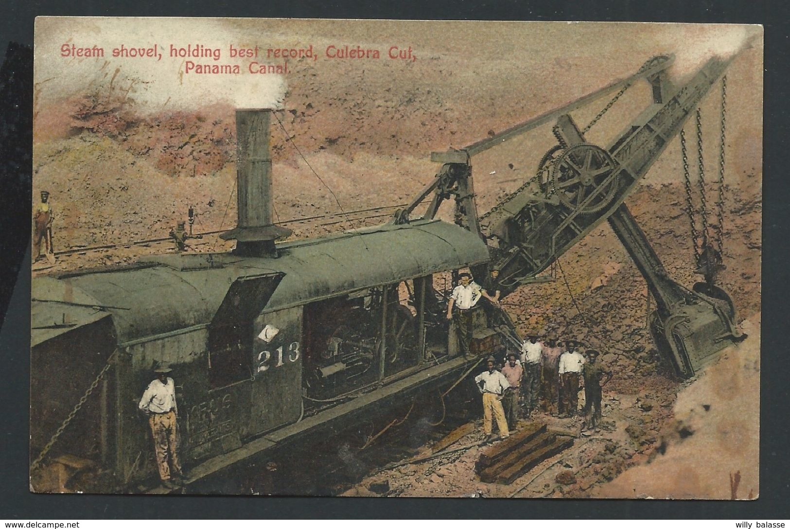 +++ CPA - Amérique - PANAMA CANAL - Steam Shovel ,holding Best Record , Culebra Cut   // - Panama