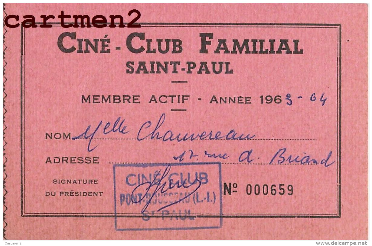 NANTES TICKET CINE-CLUB SAINT-PAUL PONT-ROUSSEAU CINEMA - Tickets D'entrée