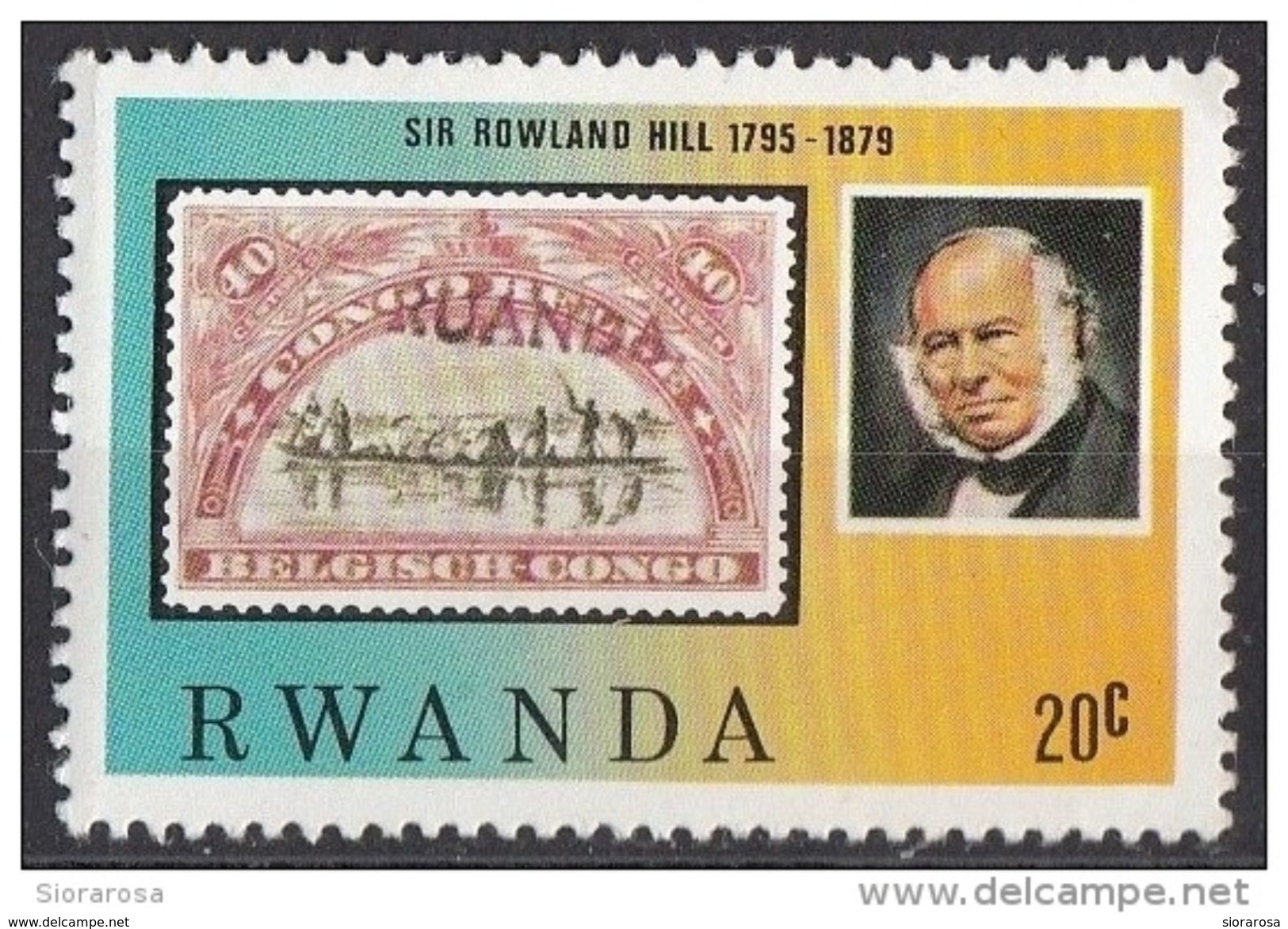 935 Rwanda 1979 R. Hill - Francobollo German East Africa Sc. N° 5 - Rowland Hill