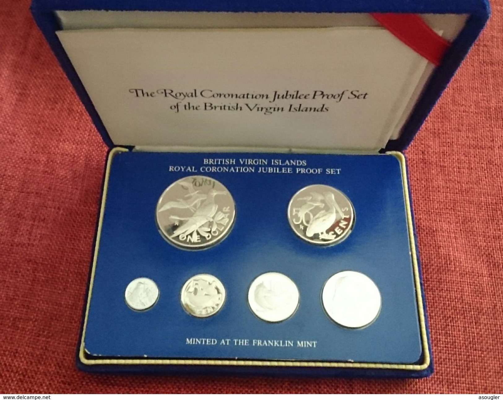 British Virgin Islands Silver Proof Set 1953 - 1978 "Coronation Jubilee" (free Shipping Via Registered Air Mail) - Jungferninseln, Britische