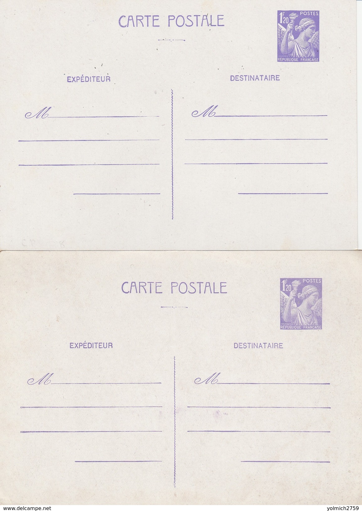 IRI C1 - 1.20 VIOLET IRIS - CLAIR + FONCE - Standard Postcards & Stamped On Demand (before 1995)